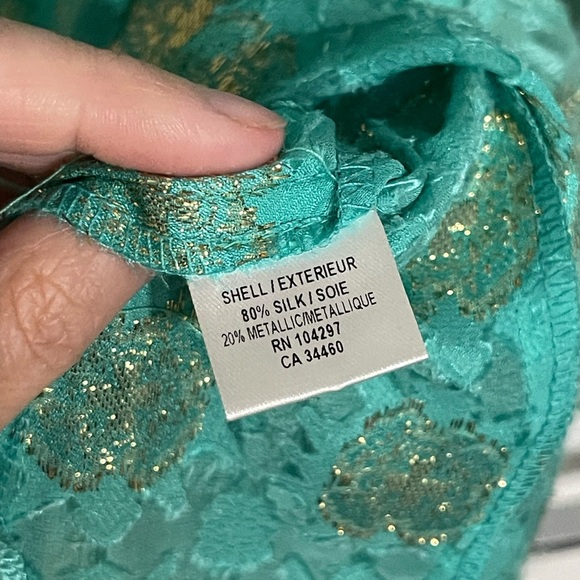 MILLY CABANA Scroll Burnout Cover-Up Mini Dress {$325} Turquoise Green Gold Sm - Picture 7 of 9